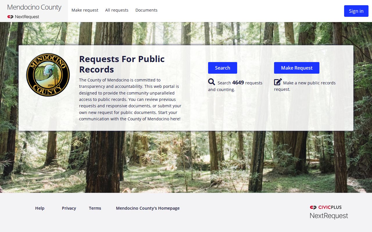 Mendocino County 72 hour release list NextRequest fallback